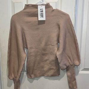 Turtle Neck Sweater with Puffy Sleeves